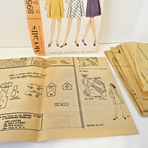 Vintage Sz 11 Misses Dress Pattern McCall's #8959 Bust 31 1/2 DIY 2 Version 60's - Picture 4 of 5